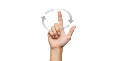 Isolated Hand with Rotating Arrows Symbol