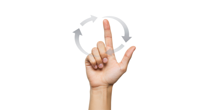 Isolated Hand with Rotating Arrows Symbol