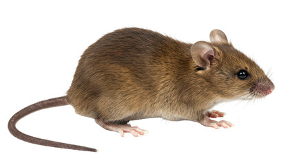 Isolated Brown House Mouse with Long Tail