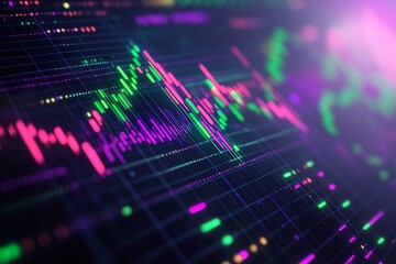 Colorful financial data chart displayed on a screen.