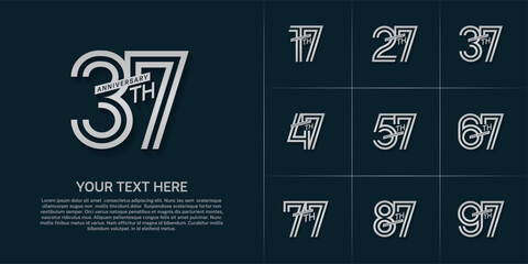 Anniversary set design with double line number. silver color for celebration event