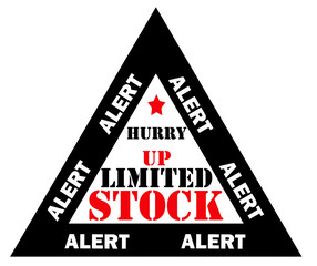 Bold red text "Limited Stock Alert" in uppercase over a white background, designed to grab attention for sales, promotions, and urgent marketing announcements.

