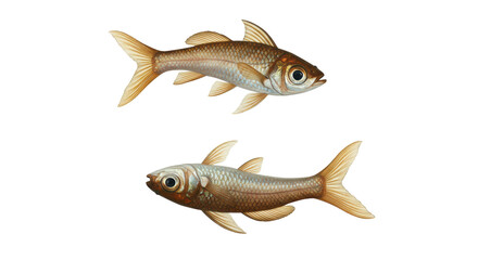 Isolated Two Silver Fish Swimming Wildlife