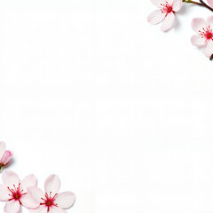 Minimalistic floral frame in white and soft pink tones representing spring and elegance with copy space