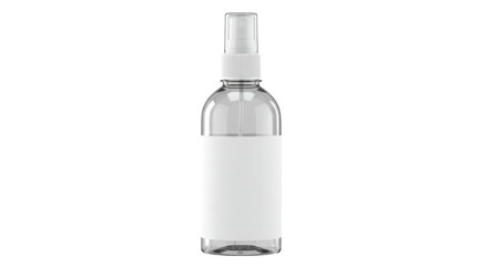Isolated Transparent Spray Bottle with Blank Label