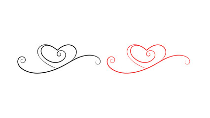 Minimalistic Heart Line Art Vector with Swirl Design for Romance, Love, Valentine and Wedding-Themed Graphics