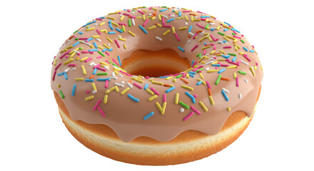 Isolated Delicious Donut Glazed with Caramel and Sprinkles