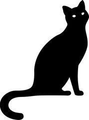Black cat feline animal drawing silhouette element set
