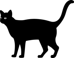 Black cat feline animal drawing silhouette element set