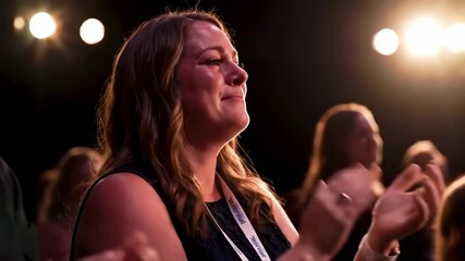 Women Clapping in Conference Room, Ideal for Keynote Speaker Highlights, Leadership Branding, or Polished Conference Recap Content