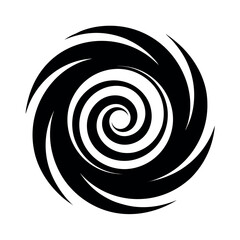 Black spiral vortex swirl icon vector illustration. Abstract hypnotic whirlpool symbol design for tattoos, logos, stickers, and graphic elements.