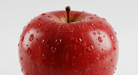 red apple with water drops