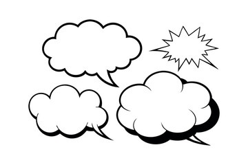 Obraz premium Collection of comic style speech bubbles vector elements for cartoon dialog, pop art communication, comics and design projects