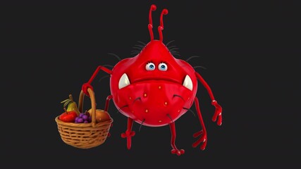 Fun 3D cartoon virus with fruits (on alpha) - Powered by Adobe