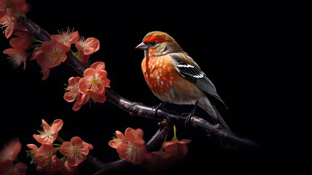 Beautiful bird perched on flowering branch photo for nature lovers and bird watching enthusiasts image