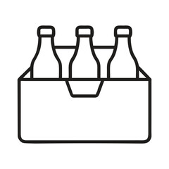 Line art illustration of bottles in cardboard packaging six pack carrier