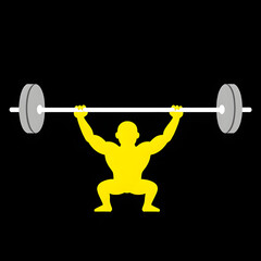 Barbell lifting icon, weight training, vector style