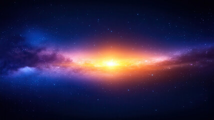 Stunning view of galaxy with bright stars and colorful nebulae, showcasing vastness of space and beauty of universe at dawn or dusk