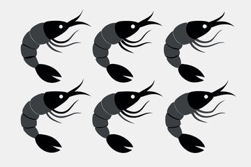 Shrimp silhouette vector pattern design ideal for seafood packaging, restaurant branding, culinary illustration, and marine-themed graphic templates.
