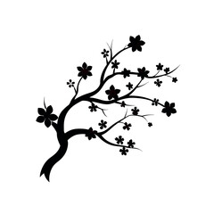 Obraz premium Cherry Blossom Branch Silhouette Vector for Nature and Floral Artworks