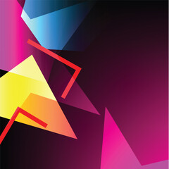 Vibrant Geometric Abstraction: An eye-catching abstract composition featuring sharp, multi-colored geometric shapes against a gradient background, evoking modern artistic flair.
