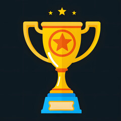 Trophy award icon, sports achievement, flat illustration