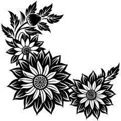 black and white flowers