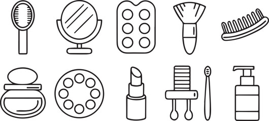 Beauty Icons Editable Skincare Cosmetic Line Art Set