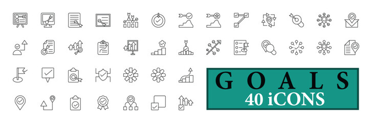 GOALS icon collection, with editable stroke. GOALS thin line icon set. Vector illustration.