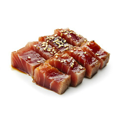 Close-Up of Lightly Seared Tuna Slices in Soy Glaze – Elegant Food Presentation