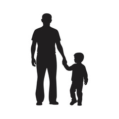 father and son vector art silhouette