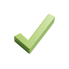 A single green check mark symbol isolated on a white background in a simple studio shot style image