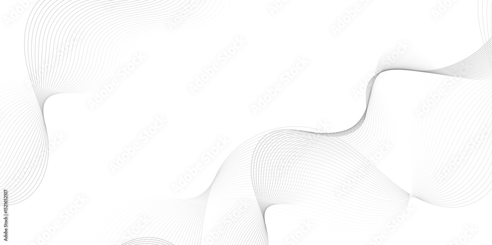 Poster Abstract grey, white smooth element swoosh speed wave modern stream background. Wave with lines created using blend tool. Abstract frequency sound wave lines and twisted curve lines background.	

