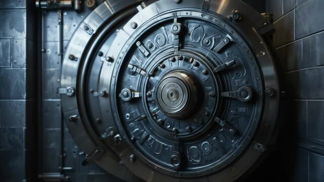 Bank Vault With A Vault Door In The Background. 4k video 