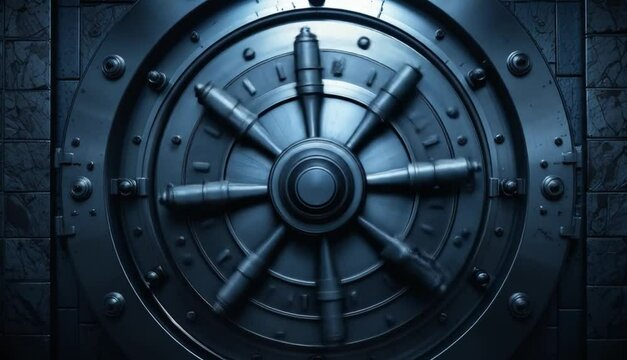 Bank Vault With A Vault Door In The Background. 4k video 