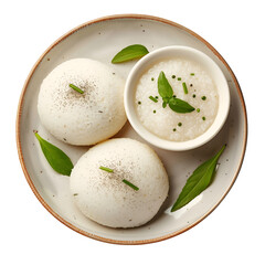 South Indian Steamed Idli with Chutney &ndash; Transparent Background