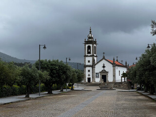 church on a cloudy day in portugal on the camino de Santiago, the road to santiago, christian...