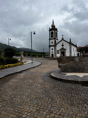 church on a cloudy day in portugal on the camino de Santiago, the road to santiago, christian...