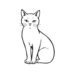 Simple line drawing of a sitting domestic cat