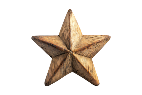 Stylish Wooden Star Display isolated on transparent background