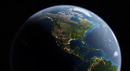Earth From Space Showing North America at Night