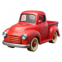 Red classic pickup truck isolated on transparent background