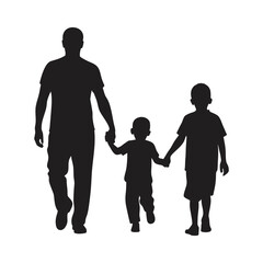 father with kids vector silhouette illustration vector