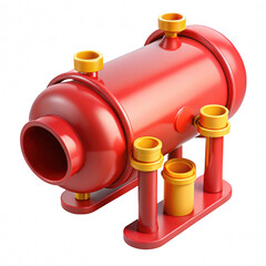 Red industrial tank isolated on transparent background