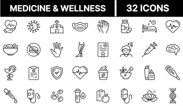 Medicine and Wellness Icon Representing Healthcare, Treatment, and Holistic Wellbeing