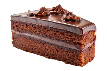 delicious slice of chocolate cake image isolated on transparent background