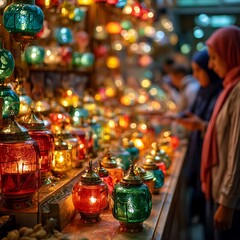 Golden Islamic Lanterns and Ornate Decorations for Festive Settings