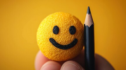 A happy smiley face and a pencil