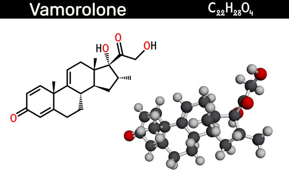 Vamorolone corticosteroid molecule. Synthetic steroid drug used to treat Duchenne muscular dystrophy