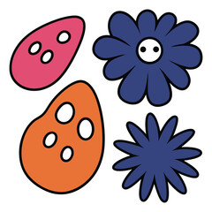  Set of Hand Drawn Organic Textured Shapes – Natural Abstract Vector Elements.